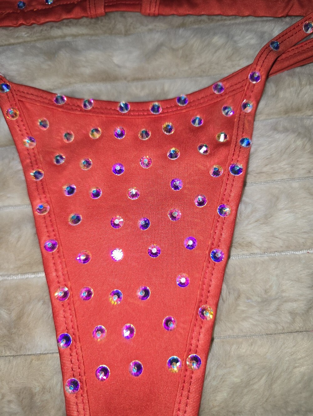 Red Rhinestone Triangle Bikini Set - Picture 4 of 7